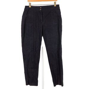 Weekend Choices Womens Cotton Pants 16 Black Straight Pockets Casual India